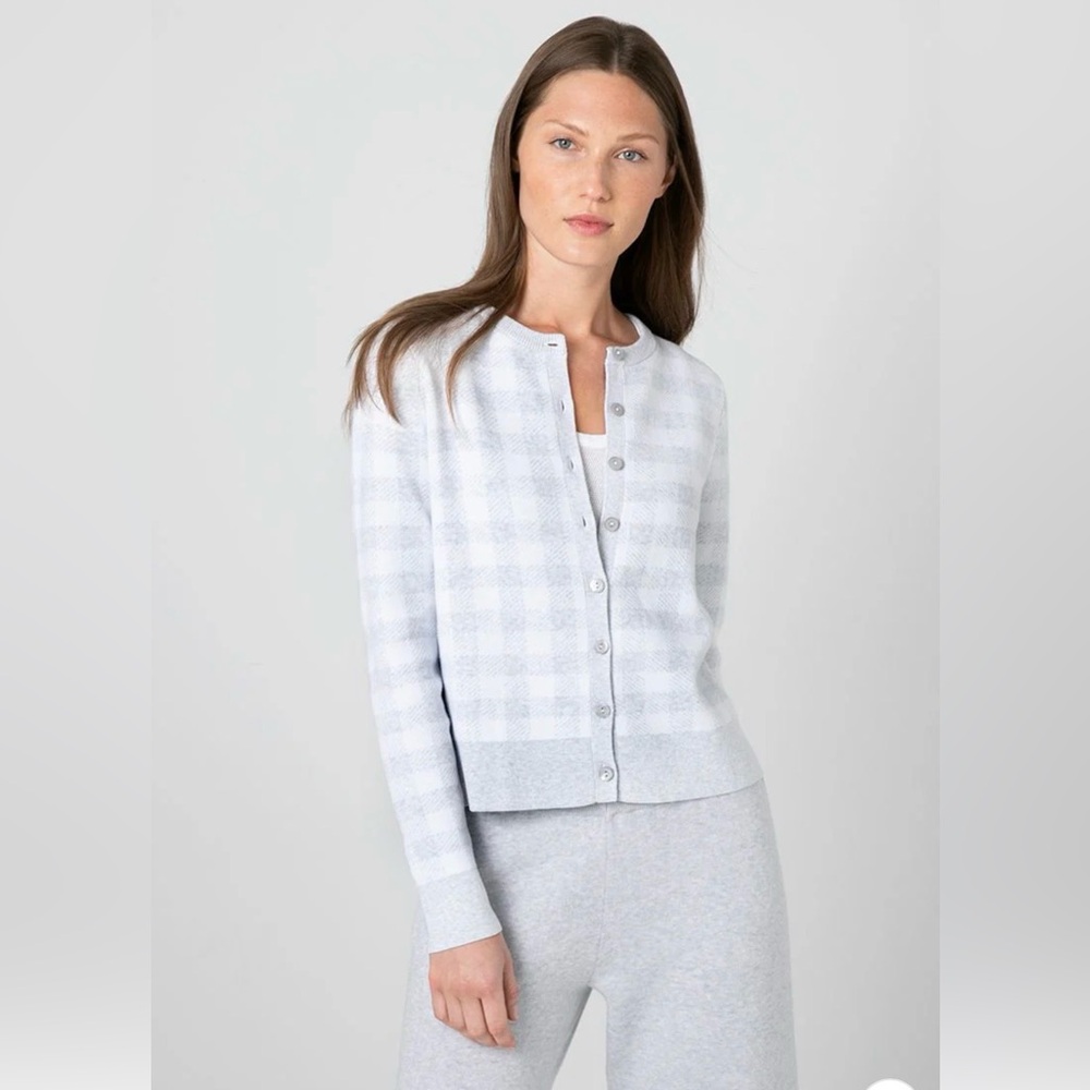 Kinross Gingham Cardigan NWOT 🩵 - Picture 1 of 8